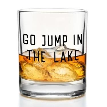 Imagem de Yomisex Copos de uísque Lake Gifts 283 g, decoração e presentes da casa do lago, Go Jump in the Lakes Old Fashioned Rocks Copos para mulheres e homens bebendo Scotch Bourbon coquetel licor vodka