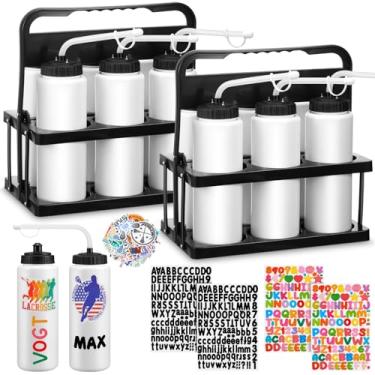 Imagem de Suclain Conjunto de 14 garrafas de água de hóquei, garrafas de água esportivas de equipe de 940 ml, com adesivos de canudo longo, plástico de boca larga para futebol, fitness, bicicleta, academia