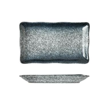 Imagem de Prato de sushi ondulado retangular de cerâmica utensílios de mesa japoneses requintados - 20 cm - azul safira