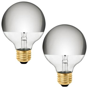 Imagem de OHLECTRIC Lâmpada G25 metade cromada 100W com base E26 e 900L | Lâmpada branca quente 2700K para lustres, pingente e luz decorativa | Pacote com 2