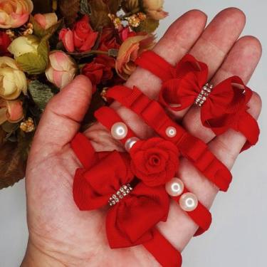 Imagem de Kit 04 Faixa Para Cabelo Bebê  Menina Na Meia Seda Com Lacinho Delicad