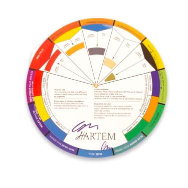 Imagem de Hartem - Círculo cromático em espanhol e inglês | Roda cromática bilíngue | Guia para misturar e combinar cores | Ideal para arte, design, bricolage e iniciantes