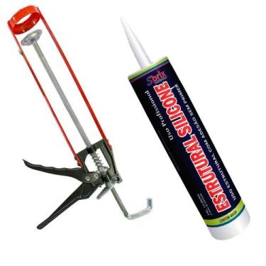 Imagem de Kit Silicone Estrutural Cinza 400G Sbrix Com Aplicador 