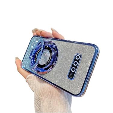 Imagem de COTDINFOR Capa de celular para Samsung Galaxy S9 Plus, brilhante, brilhante, com suporte de anel, TPU macio, fina, transparente, capa protetora para Samsung Galaxy S9 Plus azul DS