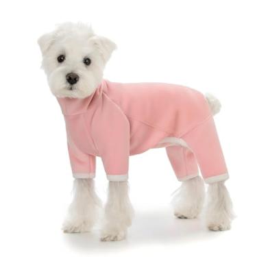 Imagem de Casaco de inverno de lã para cães, macacão de pijama de cachorro de corpo inteiro, jaqueta de lã de gola rolê para cães pequenos, roupas quentes de quatro pernas para queda de cabelo, macacão quente