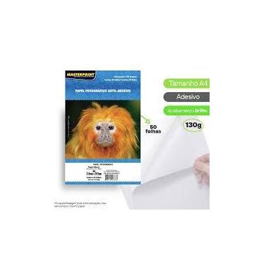 Imagem de Kit 10 Pacotes 50 Folhas Papel Fotográfico Adesivo Glossy 130g A4 Cor 