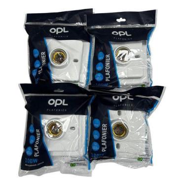 Imagem de 4un Plafon Soquete Porcelana Quadrado Opl Branco