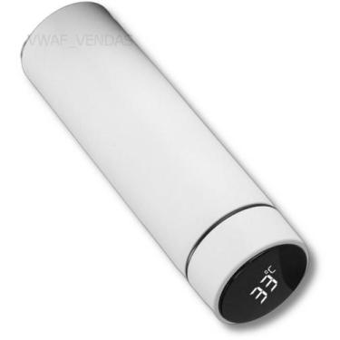 Imagem de Garrafa Térmica Inox A Vácuo Termômetro Display Led 500 ML Cor:Branco 