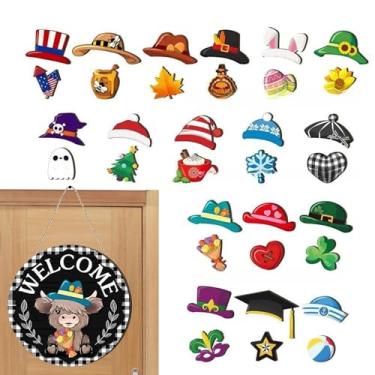 Imagem de Rrlihjgu Letreiro de Boas-vindas - Conjunto de Placa de Boas-Vindas Magnética Decoração Sazonal - Decoração de Festas e Estações para Casa Quarto Jardim Natal Halloween