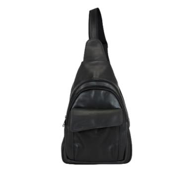 Imagem de Bolsa Masculina Transversal 100% Couro Bovino Legítimo 013 Pochete Transversal Preta E Marrom (Preta)