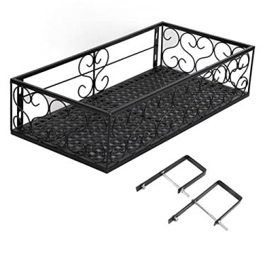 Imagem de Rack de flor de varanda pendurada cabide de vaso pendurada cerca de ferro forjado prateleira suculenta da janela interna (Suitable for 6.5cm Railings)