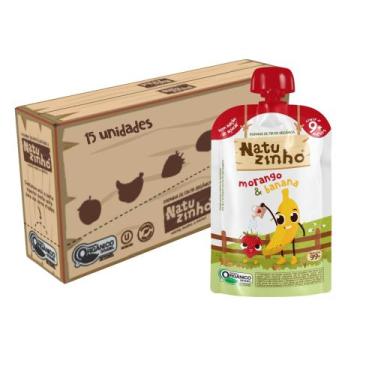 Imagem de Kit Papinha Organica Natuzinho Morango Banana Bebe 15 unid