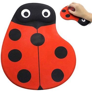 Imagem de Mouse Pad, Red Cute Ladybug Comfortable Gel Wrist Support Mouse Pad - Ergonomic Gaming Desktop Mouse Pad Wrist Rest -Gaming Mouse Pad, Non-Slip PU Base for Computer, Laptop, Home, Office&Travel