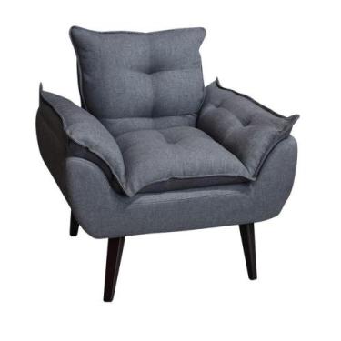 Imagem de Poltrona/cadeira Decorativa Glamour Opala Com Pés Quadrado Grafite Lin