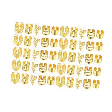 Imagem de oshhni Tranças, grampos, algemas de cabelo, anéis para mulheres, joias decorativas de cabelo para eventos formais, festas, festivais, shows, Ouro 50 Unidades