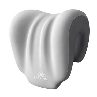 Imagem de Ysyqkn Almofada de pescoço para cadeira de escritório Almofada de apoio de cabeça de mesa para cochilos Suporte de pescoço e costas ergonômico, Cinza Claro