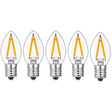 Imagem de Lâmpada noturna de mini candelabro C7 regulável, lâmpadas LED de Natal, branco quente 2200K, 1W (equivalente a 10W), base de candelabro E12, perfeita para férias, Natal, decoração de casa, pacote com