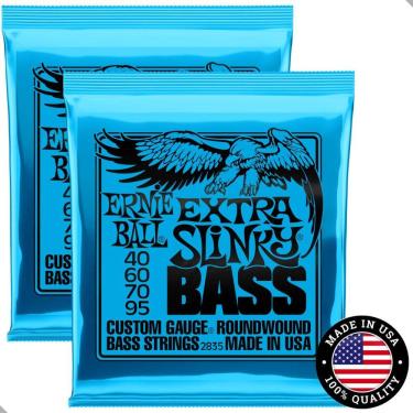 Imagem de Kit 2 Encordoamentos Baixo 4 Cordas 040/095 Ernie Ball