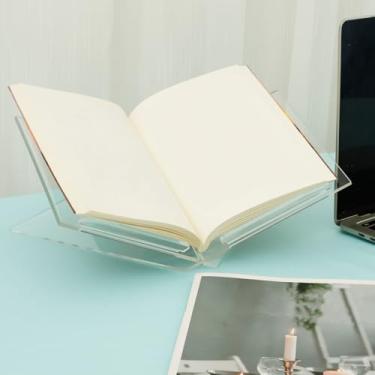 Imagem de DJAPWPX Suporte de acrílico em formato de X, fácil de montar, transparente, aberto para livros de receitas, para revistas, jornais e bíblias