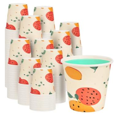 Imagem de METAPRINT Pacote com 300 copos de banheiro de 85 g, copos de papel descartáveis com aro enrolado, copo de papel pequeno para enxaguante bucal para banheiros de hóspedes, penteadeira e uso no