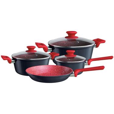 Imagem de Conjunto de Panelas 4 Peças Euro Colorstone Antiaderente, Tampas de Vidro e Cabos de Baquelite - Titânio