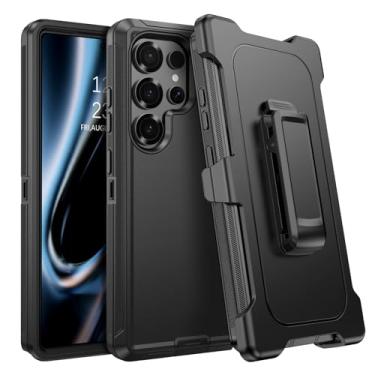 Imagem de DUEDUE Capa para Samsung Galaxy S24 Ultra com clipe de cinto coldre à prova de choque 3 camadas resistente com suporte capa protetora de corpo inteiro para celular Samsung S4 Ultra 6,8 polegadas