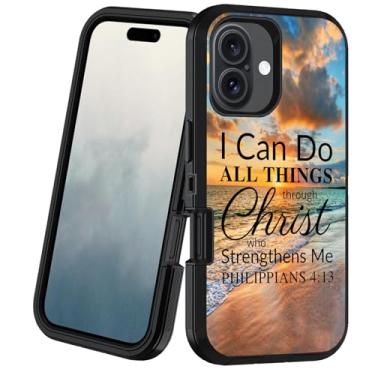 Imagem de BXIKEOPIU Projetada para iPhone 17, capa protetora resistente de 3 camadas à prova de choque à prova de poeira/queda, para iPhone 17 (6,3 polegadas, 2025), versículo bíblico Filipenses 4-13