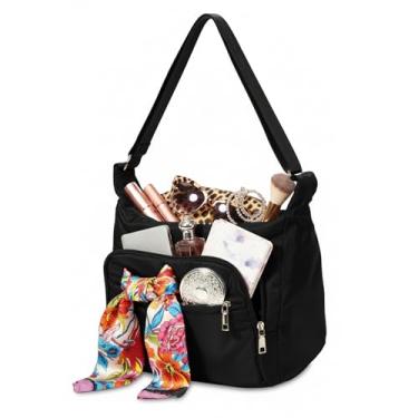Imagem de coowoz Bolsas transversais femininas de viagem grandes bolsas de ombro bolsos para mulheres, Preto, Casual