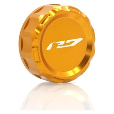 Imagem de Acessórios para motocicletas CNC tampa do reservatório de fluido de freio traseiro compatível com Y&AMAHA YZF R7 YZF-R7 YZFR7 2021 2022 2023 2024 (ouro)