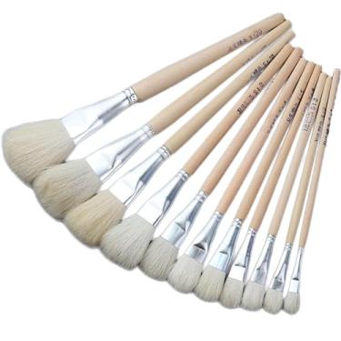 Imagem de HomeSoGood Conjunto de pincéis de lã de cerâmica para esmalte cerâmico/pintura para colorir aquarela artesanato caneta de pintura DIY - Materiais de arte de qualidade (prata)