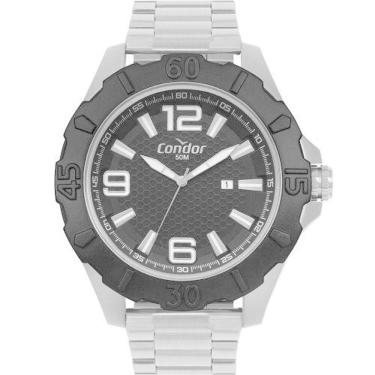 Imagem de Relógio condor masculino - copc32ex/7k preto pulseira prata