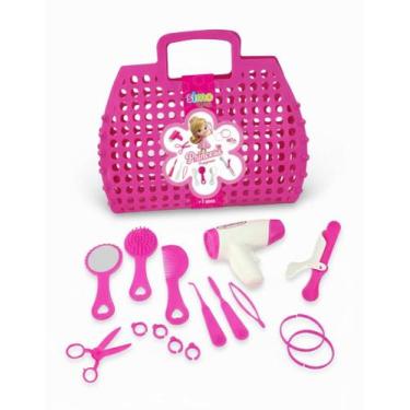 Imagem de Kit Salão de Beleza Infantil Frasqueira Princesa Secador Prancha Acess