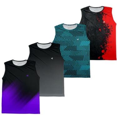 Imagem de Kit 4 Regata Masculina Academia Caminhada Musculação Esportiva Dry Tér