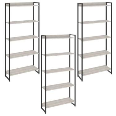 Imagem de Kit 3 Estantes Multiuso Escritório Industrial 5 Prateleiras Areta 186x
