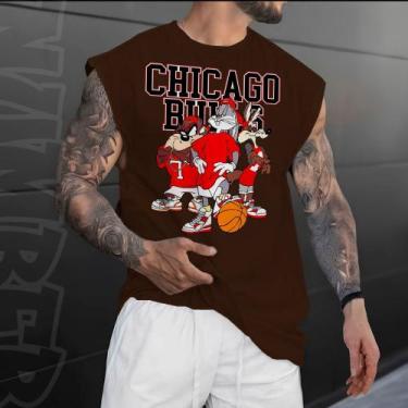 Imagem de Camiseta regata machao oversized masculino basquete chicago retro vint