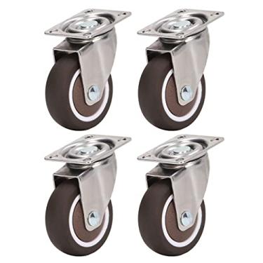 Imagem de Rodízios de placa para serviços pesados, borracha macia, cromado, resistência ao choque, rodas de rodízio de 2 polegadas para uso industrial de móveis, conjunto de 4 unidades,
