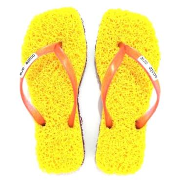 Imagem de Chinelo Confort Square ideal para Fascite Plantar, esporão de calcâneo, sensação de estar pisando em um tapete macio. (Amarelo, 39/40, BR, Adulto, Faixa Numérico, 39, 40)