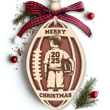 Imagem de FOURSTUFF Ornamento de futebol - Ornamentos de futebol para árvore de Natal - Ornamentos esportivos para meninos, treinadores, jogadores, crianças, homens - presentes para amantes de esportes