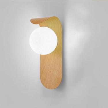 Imagem de Luminária de parede estilo globo de vidro com textura de nogueira nórdica, luminária vintage de ferro G9, luminária de cabeceira para quarto, sala de estar, decoração interna para sala de es