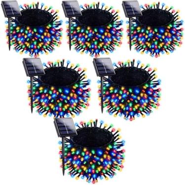 Imagem de KENTA Luzes solares de Natal ao ar livre, pacote com 6, 600 cm, luzes solares de LED com 8 modos de iluminação, luzes de árvore de fadas à prova d'água para jardim, pátio, árvore, decoração de Natal