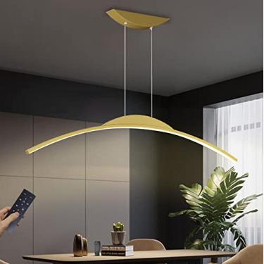 Imagem de Luminária pendente LED regulável, moderna, para mesa de jantar, com controle remoto, luminária pendente LED com design em arco, altura ajustável, lustre para sala de jantar, sala de estar, c