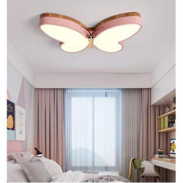 Imagem de Luminária de teto LED para quarto infantil, luminária de teto regulável com controle remoto para quarto de meninos e meninas, luminária de teto de acrílico (rosa, C65 x L41 cm)