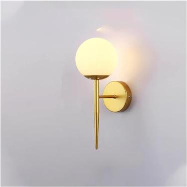 Imagem de Luminária de parede moderna, luminária de parede LED decorativa, luminária de ferro para leitura noturna ao lado da escada, luminária de loft em V, luzes de parede, bola de vidro, dourado e