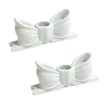 Imagem de Conjunto de 2 castiçais, castiçais de arco servem para velas de 1,59 cm, candelabro de gesso decorativo suporte de vela central para mesa de jantar de casamento (rosa - 2 peças)