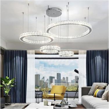 Imagem de Lustre moderno LED, lustre de iluminação LED, luminária suspensa compatível com sala de estar, quarto, lâmpada de loft de cristal, decoração moderna