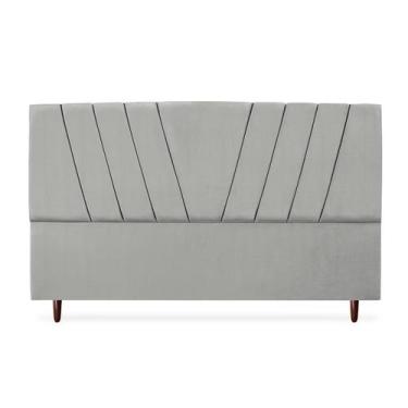 Imagem de Cabeceira Casal Bélgica King 195 cm Elegante Suede Cinza Claro - Tifan