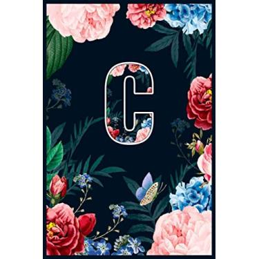 Imagem de C: letter C initial alphabet floral monogram notebook confetti writing journal and diary planner and for girl women 110pages 6 x 9 inches