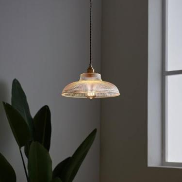Imagem de YQSLQZZ Lustre de vidro vertical, iluminação acima da mesa de jantar, luminária pendente japonesa vintage sala de jantar cozinha ilha luzes de teto suspensas, altura ajustável, luzes E27*1