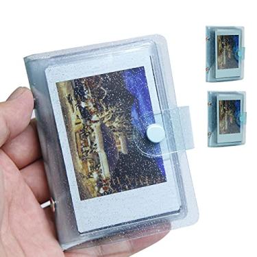 Imagem de Álbum de fotos pequeno 2x3 com 36 bolsos para câmera Fujifilm Instax Mini, Polaroid Snap, Z2300, câmeras instantâneas SocialMatic e impressora instantânea com zíper (azul)