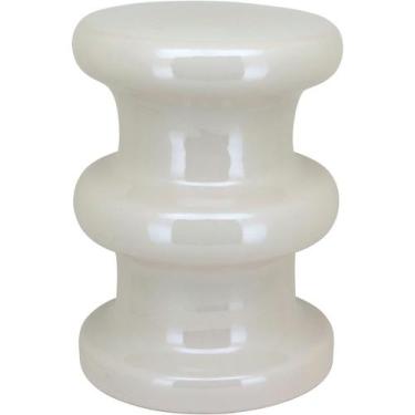 Imagem de BANQUETA BANCO DECORATIVO JARDIM GARDEN CERÂMICA 45x33x33cm CREME - NH